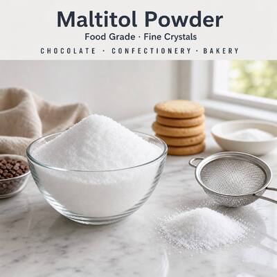 Maltitol Powder Food Grade 30-80 Mesh, D-Maltitol CAS 585-88-6, Low Calorie Sugar Alcohol for Hard Candy, 25kg PP Bag