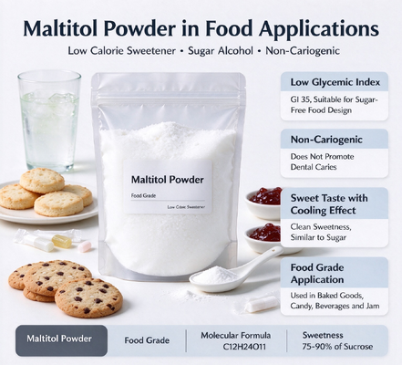 Maltitol Powder Food Grade 30-80 Mesh, D-Maltitol CAS 585-88-6, Low Calorie Sugar Alcohol for Hard Candy, 25kg PP Bag