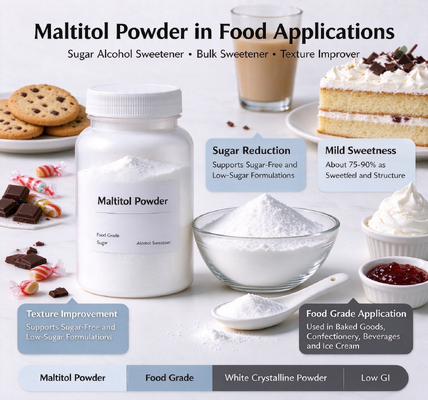 Maltitol Powder Food Grade Low Microbe, D-Maltitol CAS 585-88-6, Low Calorie Sugar Alcohol for Nutraceutical, 25kg PP Bag